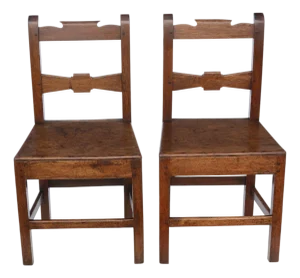 Antique Oak Chairs, 19th Century, Set of 2