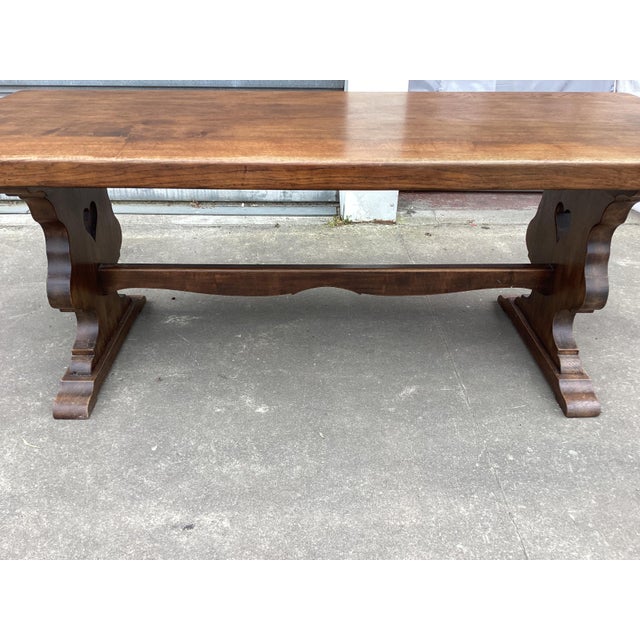 French Vintage Solid Oak Monastery Table For Sale - Image 10 of 12