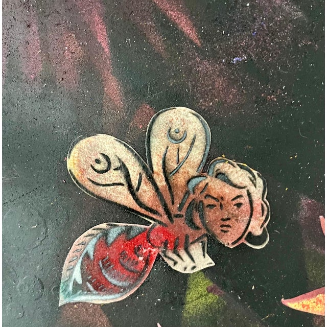 Surrealism Mason RaderAbstract Surrealist Spray Paint Painting Mixed Media Fleur D’Nuit Mason Rader, 1995 For Sale - Image 3 of 6