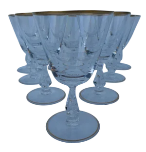 Fostoria Wine/Sherry Gold Rim Glasses - Set of 10