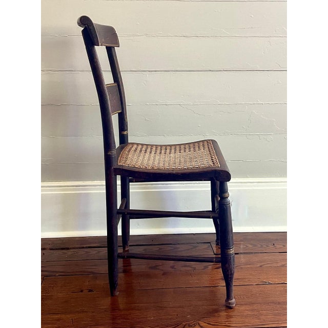 Chocolate Antique Primitive Painted New England Chairs, set of 4 For Sale - Image 8 of 15