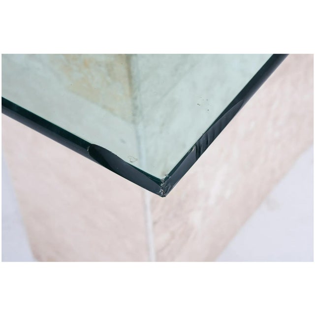 Late 20th Century Mactan Stone Pedestal Base Table With Glass Top For Sale - Image 5 of 12