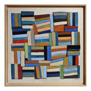Pensees Entrelacees- Large Abstract Library – Oil on Linen Canvas –Contemporary, Framed by Sophie Dumont