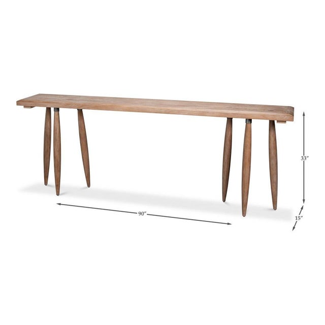 Rustic Carved Leg Console Table in Natural Pine For Sale - Image 12 of 12