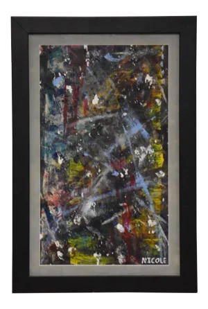 1970s Abstract Oil Painting Signed Nicole