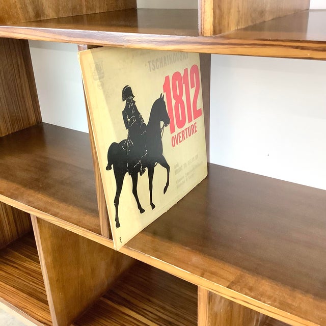 Modern Zebrawood Cubby Shelf With Chrome Sled Base, Fits Vinyl Records For Sale - Image 10 of 18