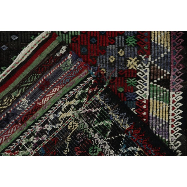 Textile Vintage Cecim Tribal Kilim in Multicolor Embroidered Geometric Patterns For Sale - Image 7 of 7