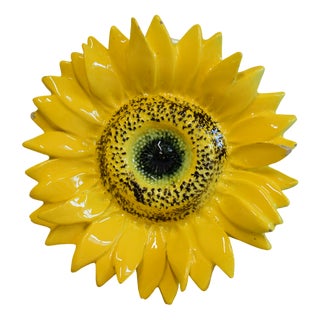 Antique French Majolica Sunflower Wall Pocket attributed to Delphin Massier, 1880s For Sale