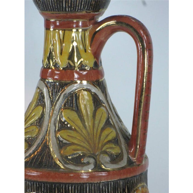 Ceramic Mid 20th Century Pitcher Jug Classical Italy Pottery Hand Made Panted, 3 Transfer Images of Busts, Figurative For Sale - Image 7 of 12