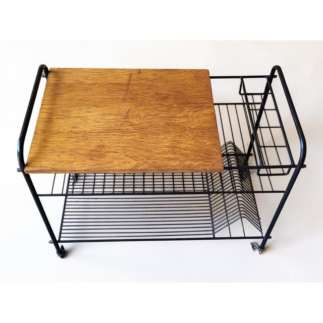 Wood Rolling Table for Vinyl Records, 1950s For Sale - Image 7 of 9