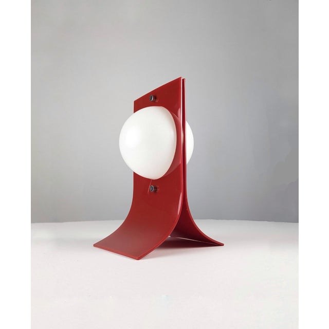 Red Acrylic Area Type Table Lamp attributed to Neal Small, 1960s For Sale - Image 9 of 10