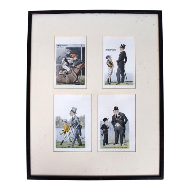 A Set of Four (4) 1930’s Horseracing & Turf Personalities Caricature Prints For Sale