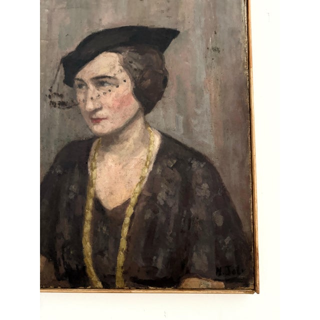 Black 1930s Portrait of a Woman. Oil on Canvas. Signed For Sale - Image 8 of 12
