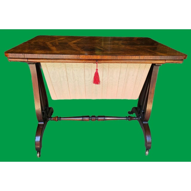 Antique 1830's English Rosewood Sewing Table For Sale - Image 4 of 10