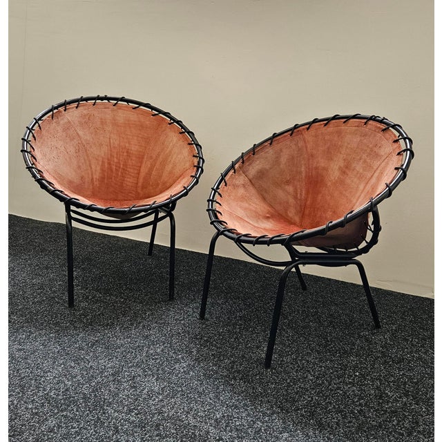 Mid-Century Modern Suede Ballon Lounge Chairs by Hans Olsen for Lusch & Co., 1950s, Set of 2 For Sale - Image 9 of 15