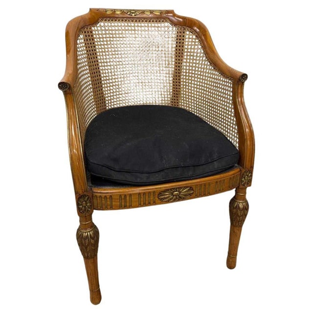 Antique Satinwood Gilt Bergère Tub Chair, 1800s For Sale - Image 5 of 7