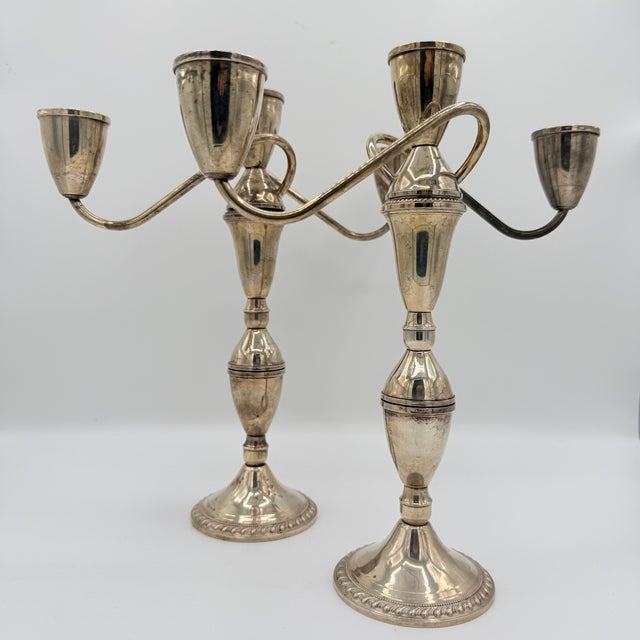 Midcentury Duchin Creation Weighted Sterling Silver Three-Way Convertible Candelabra — A Pair For Sale - Image 10 of 10