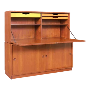 Mid-Century Modern Two-Piece Teak Secretary Cabinet / Desk by Borge Mogensen