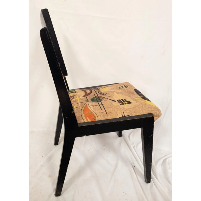 Wood Mid-Century Funky Art Deco Black Painted Decorative Side Chair For Sale - Image 7 of 12