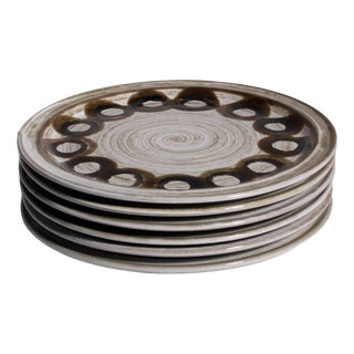 Hand-Painted Ceramic Plates by Gerda Heuckeroth for Ceramano, 1960s, Set of 6 For Sale