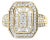 10K Yellow Gold 1.0 Cttw Diamond Vintage Inspired Baguette-Cut Double Halo Emerald-Shaped Frame Cocktail Ring (I-J Color, I1-I2 Clarity) - Size 8 For Sale
