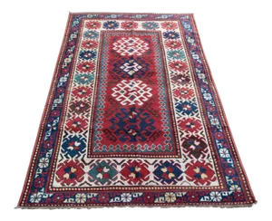 Antique Bordjalo Kazak From Early 20th Century -6' 11''x 3' 11'' Feet
