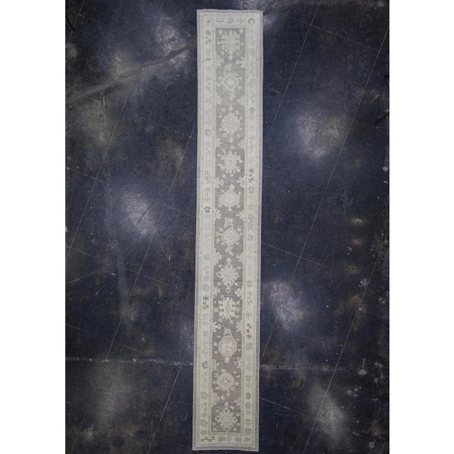 Turkish Oushak Rug Runner 2'9" x 18' For Sale In Houston - Image 6 of 6
