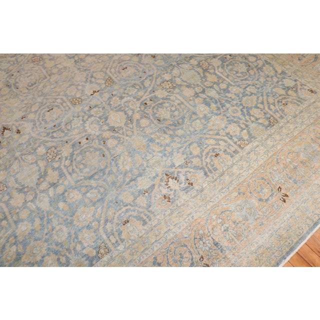 Tan Early 20th Century Light Blue Persian Tabriz Oversize Rug - 10'9" x 18'6" For Sale - Image 8 of 11