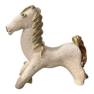 Vintage French Mid Century Modern Figural Art Pottery Horse Statue Sculpture For Sale