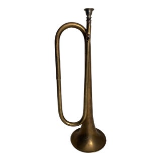 Vintage Brass Hunt Horn - English Equestrian Decor For Sale