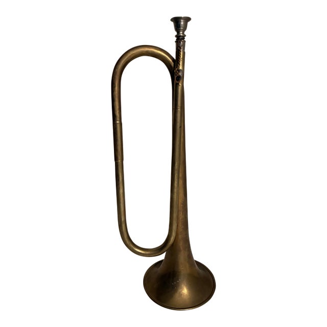Vintage Brass Hunt Horn - English Equestrian Decor For Sale