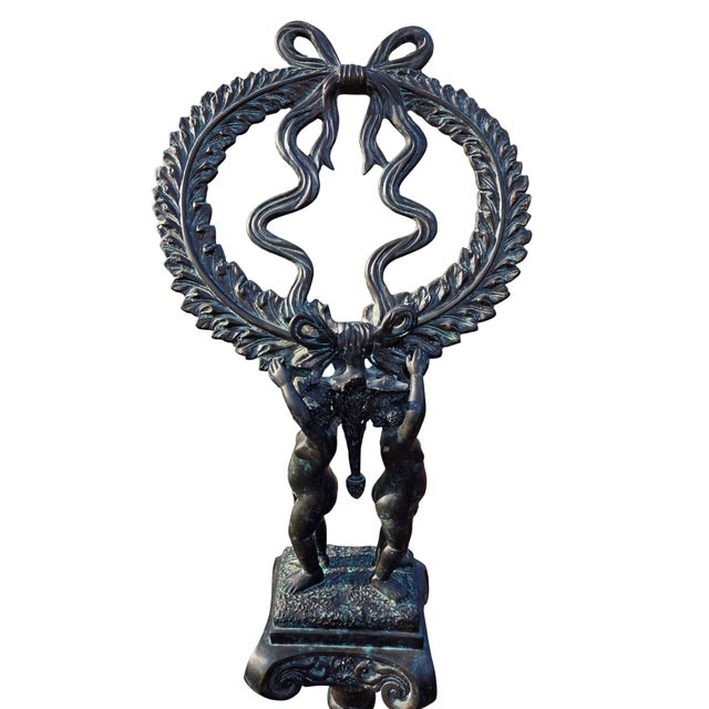 1990s Maitland Smith Bronze Neo Classical Sheet Music Stand Cherubs Statue Sculpture For Sale In Philadelphia - Image 6 of 14