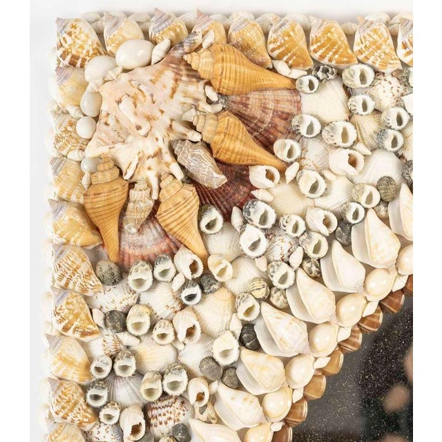 20th century shell mirror. H: 76cm, W: 66cm, D: 6cm