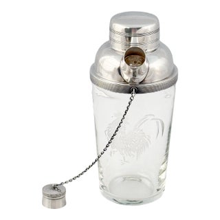 English Cocktail Drinks or Martini Shaker With Cockerel by James Dixon & Sons For Sale