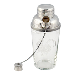 English Cocktail Drinks or Martini Shaker With Cockerel by James Dixon & Sons