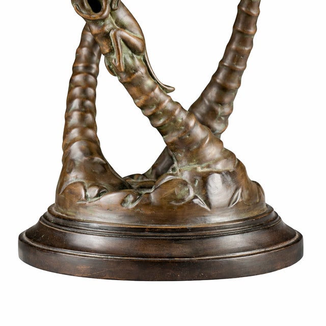 Late 20th Century Vintage Round End Tables With Tropical Palm & Monkey Motif, a Pair For Sale - Image 5 of 6