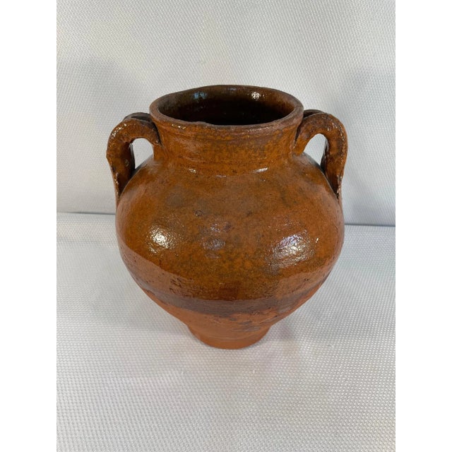 French Country Late 1800s Antique French Glazed Terracotta Olive Jar For Sale - Image 3 of 12