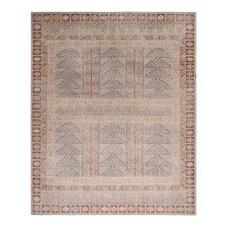 Rug & Kilim’s Pyramid Rug in Taupe and Blue, 9x12 For Sale