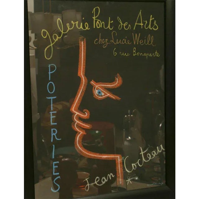 Mid-Century Modern Vintage Original Jean Cocteau Authentic Stone Lithographic Poster Custom Framed For Sale - Image 3 of 7
