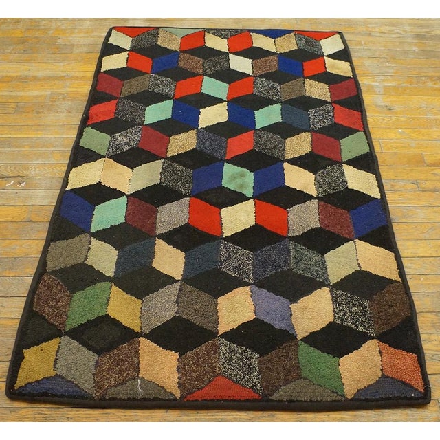 Antique American Hooked rug, size: 2'10" x 4'10".