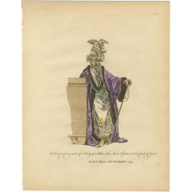 Ottoman Costume: Imam & Court Official, 1749, Hand-Colored Prints, Set of 2 For Sale - Image 4 of 9