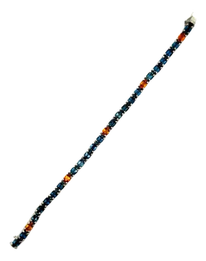 21.10 Carat Blue & Yellow Sapphire Platinum Tennis Bracelet