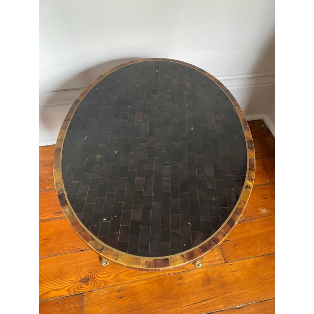 Maitland - Smith Maitland Smith Tessellated Faux Tortoise Shell Table W Brass Inlay For Sale - Image 4 of 13