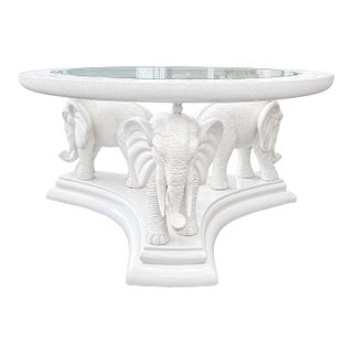 White Elephant Sculptural Coffee Table With Faux Shagreen Top Trim For Sale