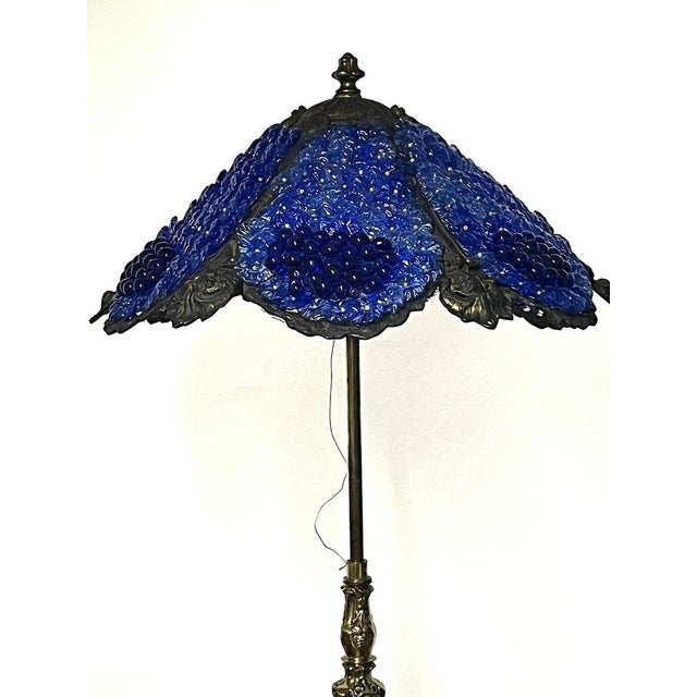 Metal Brass Floor Lamp with Glass Shade, 1950s For Sale - Image 7 of 15