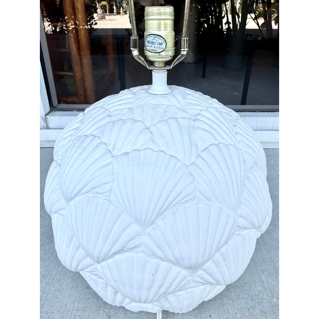 1980s Shells Pattern Plaster Table Lamp For Sale - Image 5 of 8