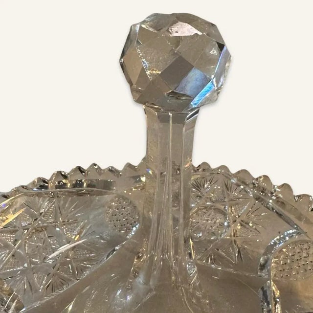 Late 19th Century Late 19th Century American Brilliant Period Cut Glass Stick Bonbon Dish For Sale - Image 5 of 6