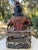 Antique Qing Dynasty Guan Gong Yu wooden figure, the god of war. He is sitting on a throne like chair with a tiger skin...