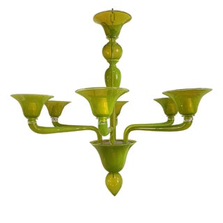 Translucent Apple-Green Murano Style Glass Chandelier by Simoeng For Sale