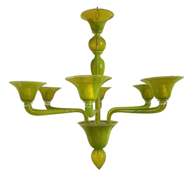 Translucent Apple-Green Murano Style Glass Chandelier by Simoeng For Sale